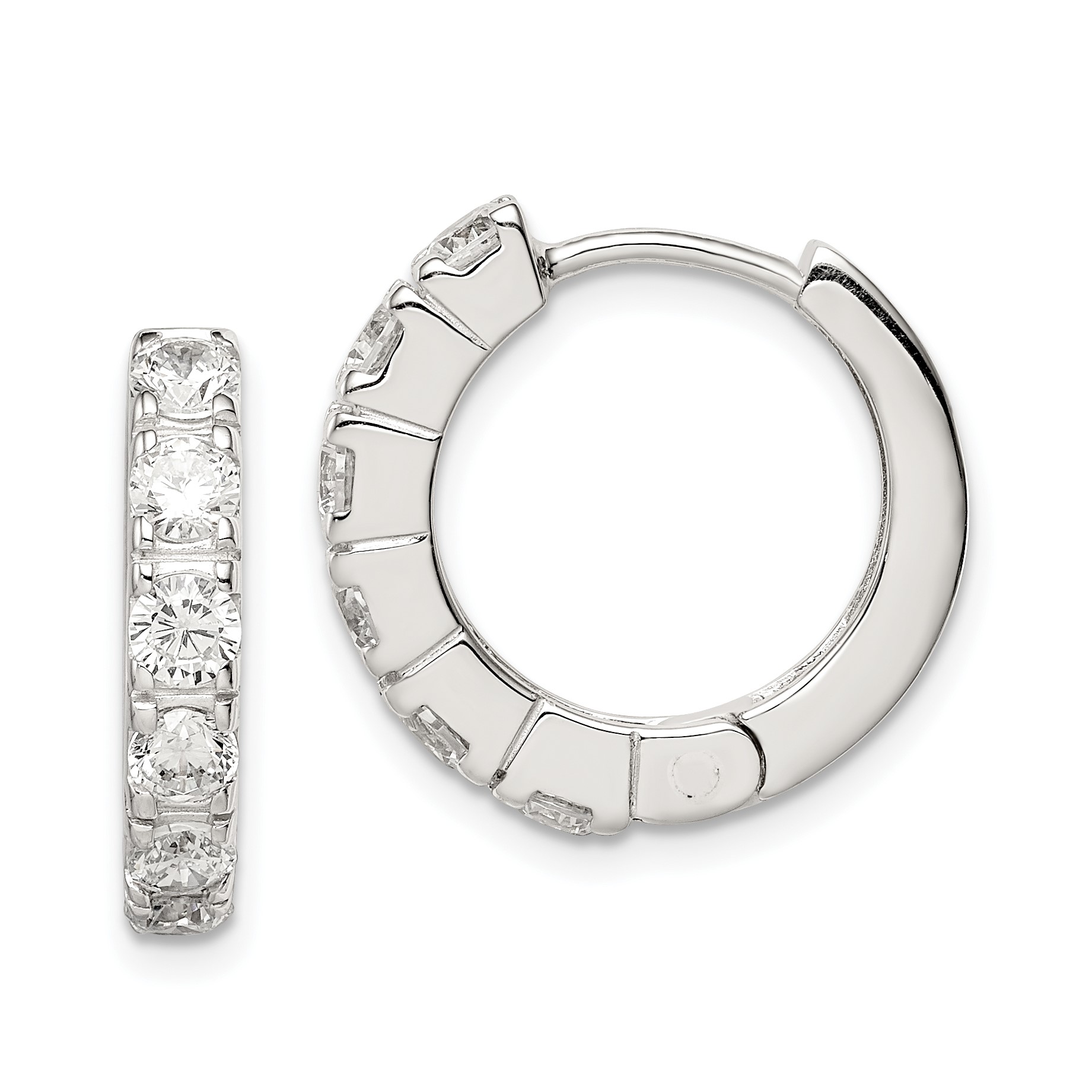 31mm x 30mm Jewel Tie Sterling Silver CZ Cubic Zirconia In and Out Hinged Hoop Earrings 31mm x 30mm Jewel Tie Sterling Silver CZ Cubic Zirconia In and Out Hinged Hoop Earrings